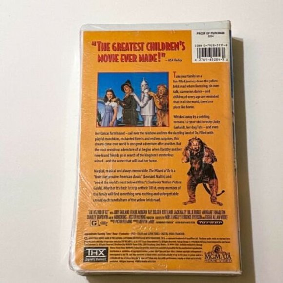 The Wizard of Oz VHS 1996 Clam Shell Packaging Vintage 90s Video Movie Sealed - Picture 5 of 12